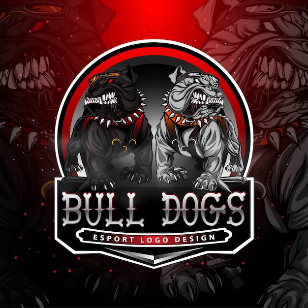 Logo Maskotki Do Gier Agressive Bull Dogs Esport Jako Szablon Projektu Postaci