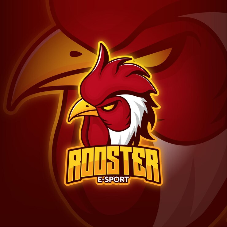 Logo maskotki do gier e-sportowych koguta