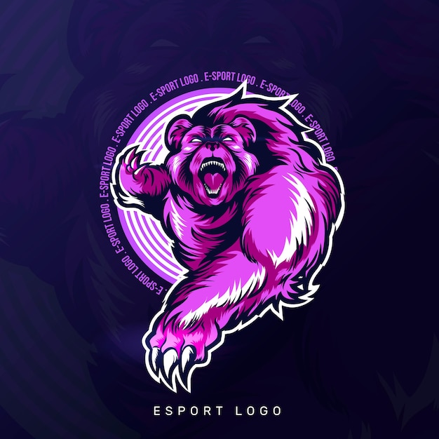 Logo Maskotki Do Gier E-sportowych Zły Walka Niedźwiedzia