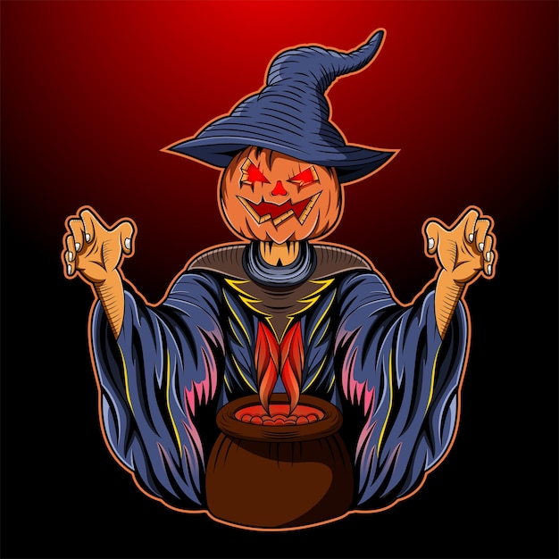 Logo Maskotki E-sportowej Dyni Halloween