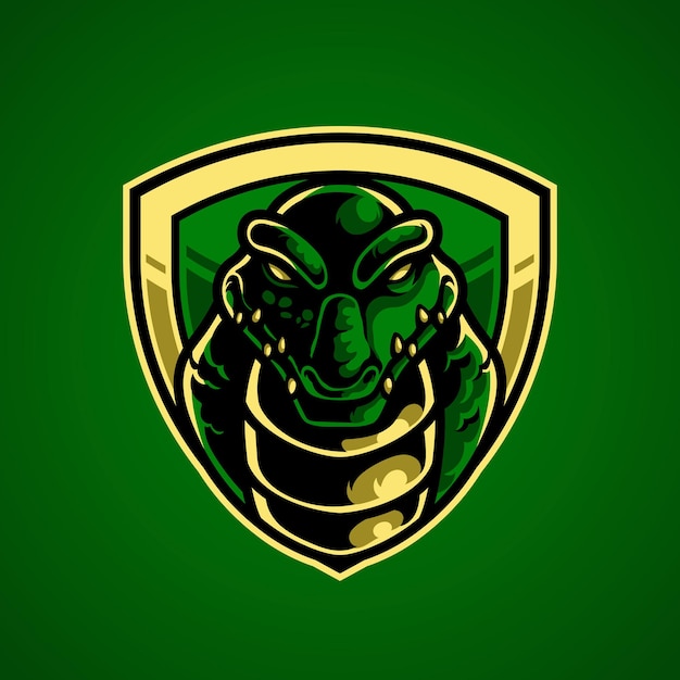 Plik wektorowy logo maskotki głowy krokodyla e sport e