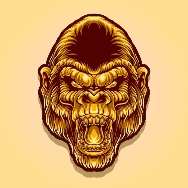 Plik wektorowy logo maskotki głowy złotego goryla