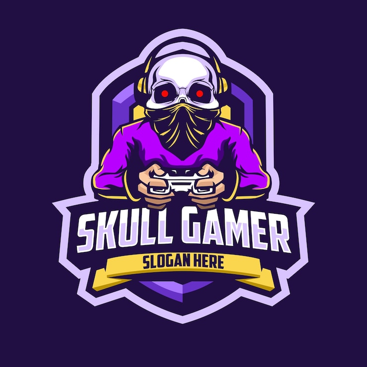 Wektor logo maskotki gracza czaszki