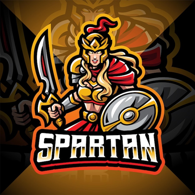 Plik wektorowy logo maskotki kobiet spartan esport