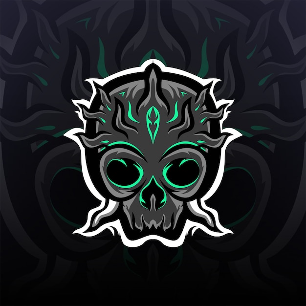 Plik wektorowy logo maskotki kolczastej czarnej czaszki