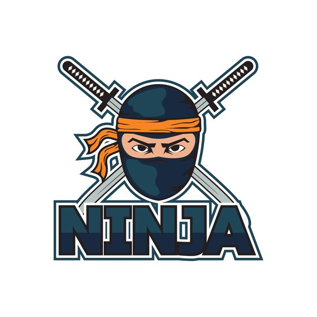 Plik wektorowy logo maskotki ninja ze słowem ninja