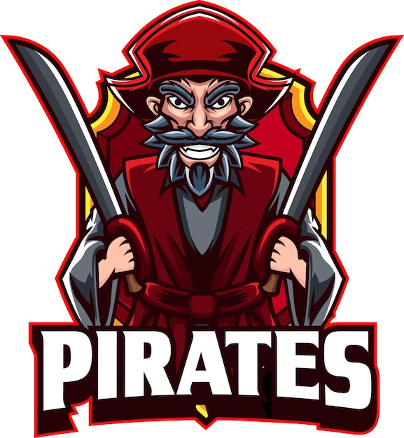 Logo Maskotki Piratów Z Ilustracją Wektorową W Stylu Logo E-sportu