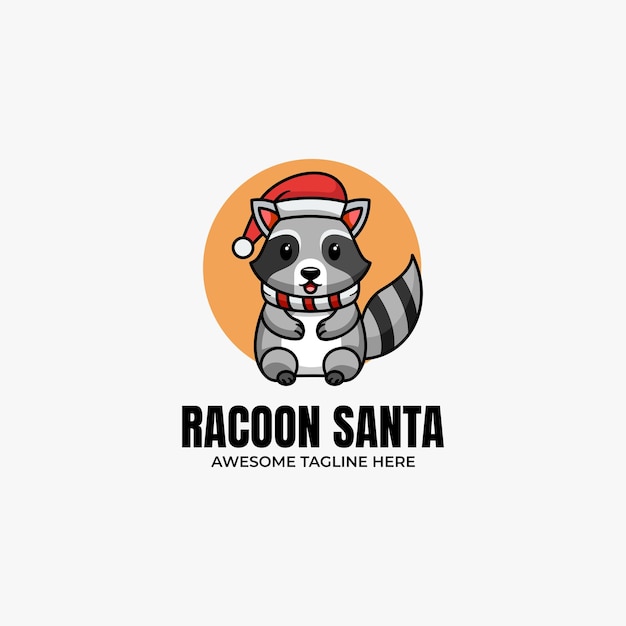 Plik wektorowy logo maskotki raccoon santa