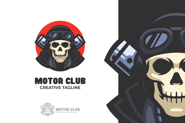 Plik wektorowy logo maskotki skull motorcycle club e-sport