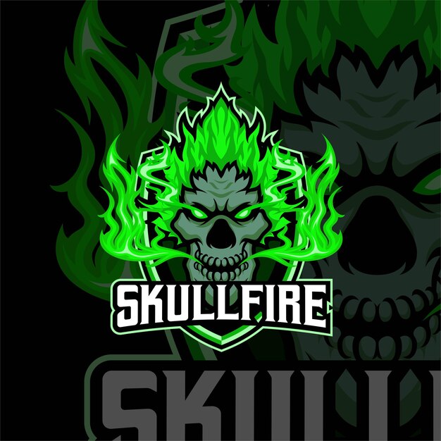 Logo Maskotki Skullfire E-sport Wektor Premium