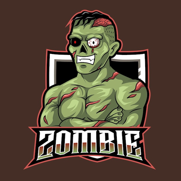 Logo Maskotki Straszne Zombie Na Białym Tle