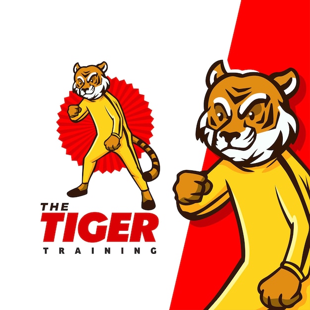 Logo Maskotki Tiger Training Odpowiednie Dla Zespołu Gym