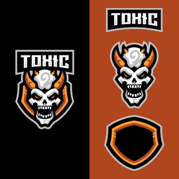 Plik wektorowy logo maskotki toksycznej czaszki dla drużyny e-sportowej zajmującej się grami sportowymi
