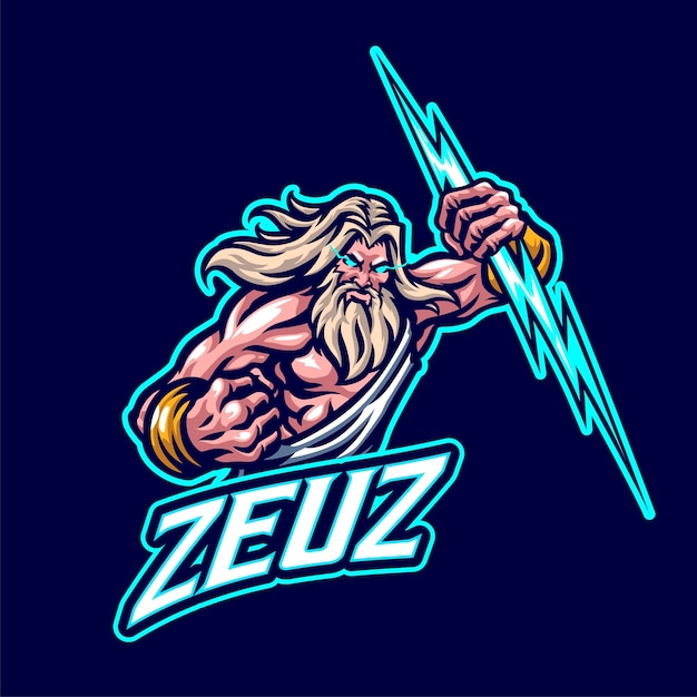 Plik wektorowy logo maskotki zeus dla e-sportu i zespołu sportowego