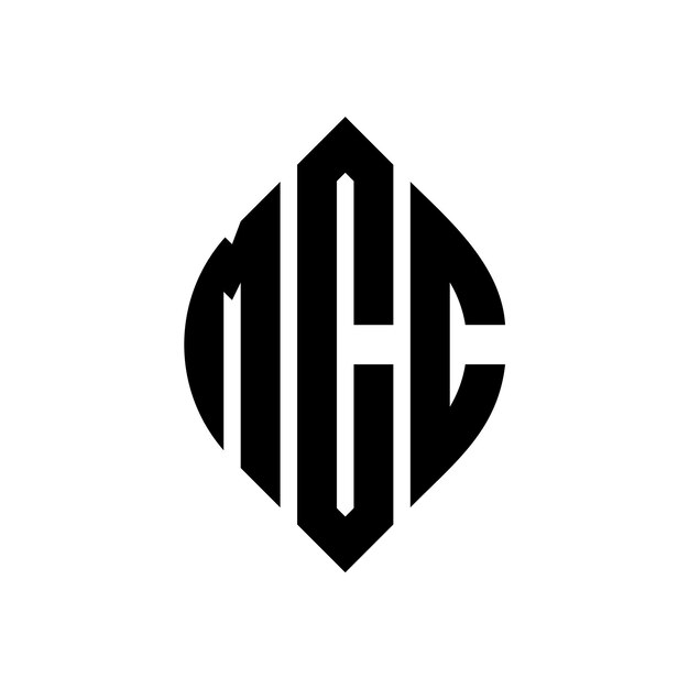 Plik wektorowy logo mcc (circle letter logo) z kształtem okręgu i elipsy mcc (ellipse letters) z stylem typograficznym trzy inicjały tworzą logo okrągłe mcc circle emblem abstract monogram letter mark vector