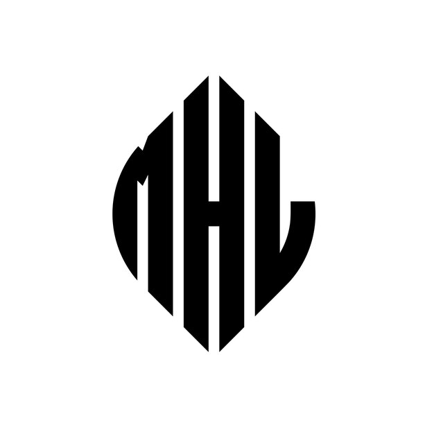 Logo Mhl Z Okrągłymi Literami W Kształcie Okręgu I Elipsy Mhl Z Elipsami W Stylu Typograficznym Trzy Inicjały Tworzą Logo Okręgu Mhl Krąg Emblem Abstrakt Monogram Liter Mark Wektor