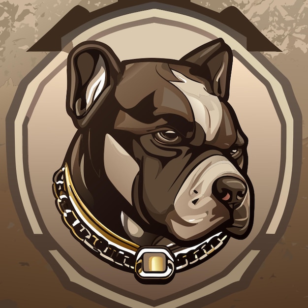 Plik wektorowy logo mięśnie psa pitbull rękawiczki bokserskie pitbull noszący rękawiczky bokserskie łańcuchy pitbull nosi maskę