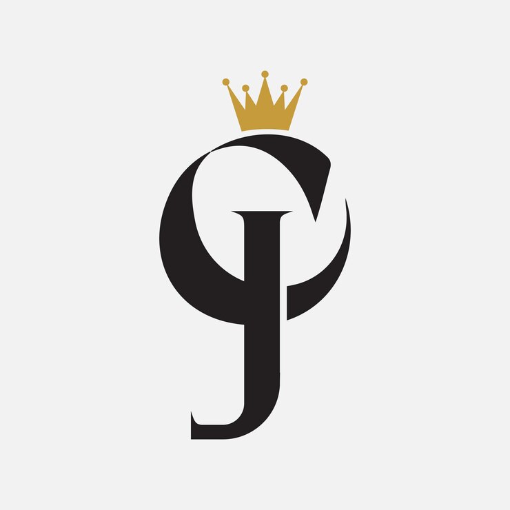 Logo Monogram litery C i J z koroną