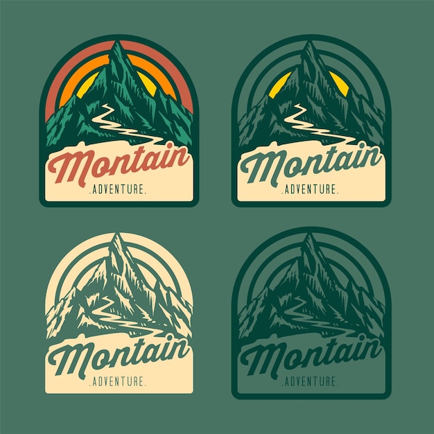 Logo Mountain Design Vintage Zestaw Kolorów