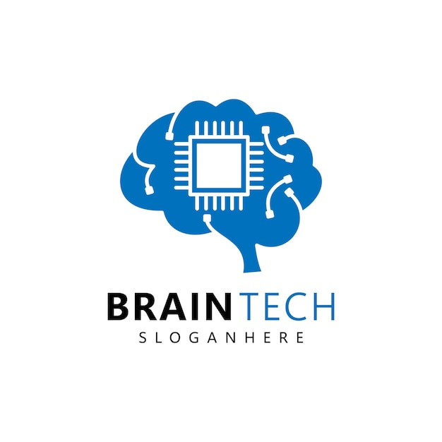 Plik wektorowy logo mózgu elektronicznego projekt ikony cyfrowej technologii mózgu