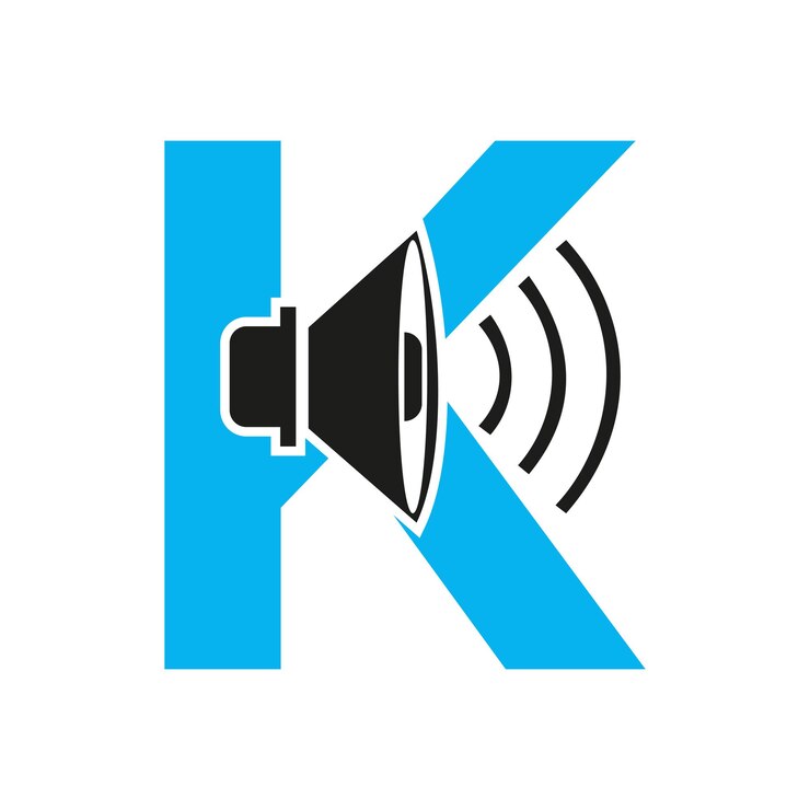 Wektor logo muzyki na literze k ikona dźwięku podcast ikona nadawania symbol wektorowy szablon