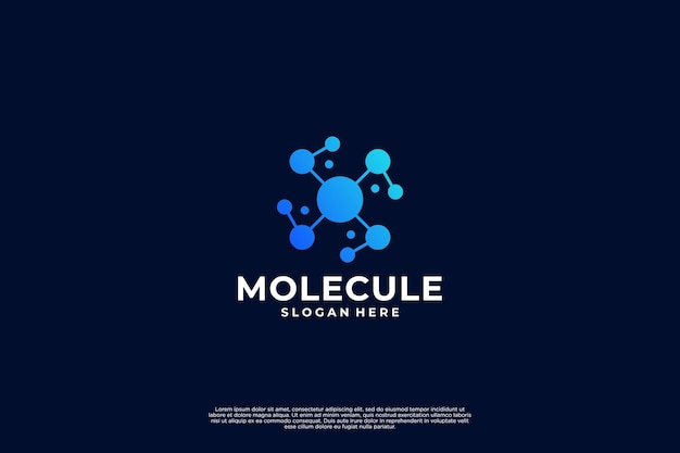 Logo nanotechnologii Logotyp struktury atomowej Abstrakcyjne logo cząsteczki