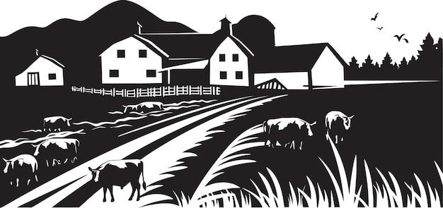 Logo Nature Retreat Agricultural Design Harvest Haven Czarny Wektorowy Emblemat