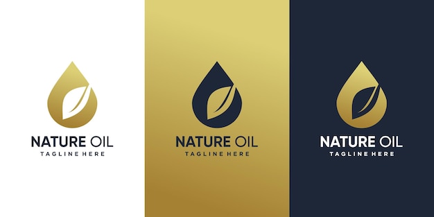 Logo Natury Oleju Z Nowoczesną Koncepcją Opieki Zdrowotnej Premium Wektor