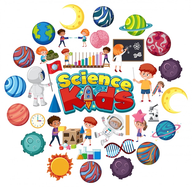 Plik wektorowy logo nauki dla dzieci z wieloma planetami w kształcie koła
