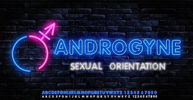 Logo Neon Androgyne. Lgbt Neony Szablon Wektor.