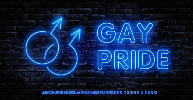 Logo Neonowe Gay Pride. Lgbt Neony Szablon Wektor.