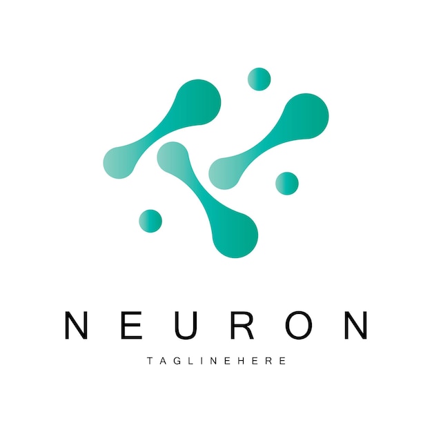 Logo neuronu lub komórki nerwowej mózgu Logo wzoru szablonu ikony cząsteczka atomu logo komórki mózgu