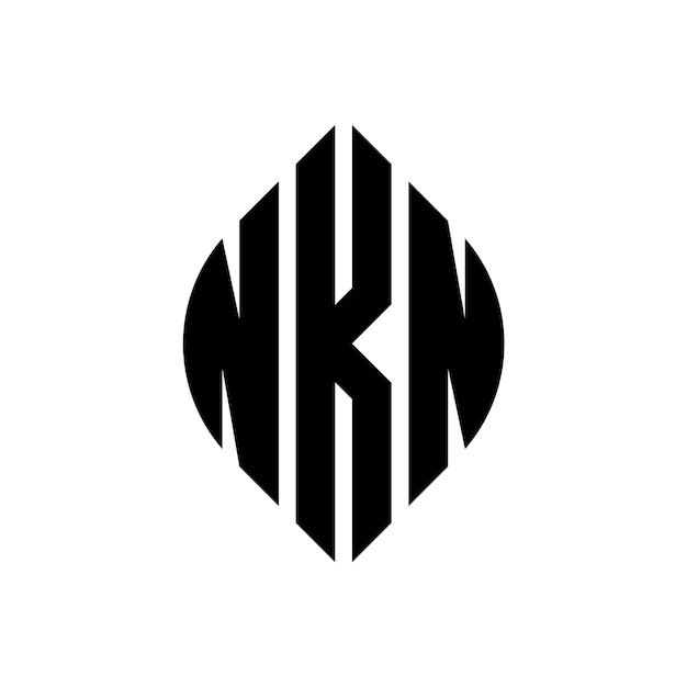 Plik wektorowy logo nkn z okrągłym i eliptycznym kształtem, trzy inicjały tworzą okrągłe logo nkn, okrągły emblemat, abstrakcyjny monogram, znak litery, wektor.