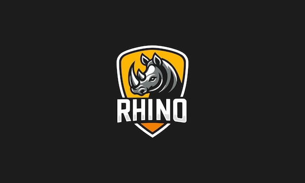 Plik wektorowy logo nosorożca na tarczy żółty wektorowy płaski projekt