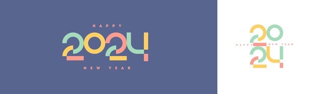 Logo nowego roku 2024 Projekt pozdrowień z wielobarwnym numerem roku