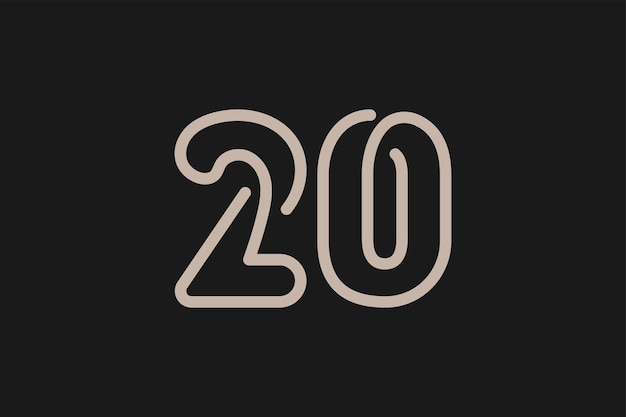 Plik wektorowy logo numer 20, styl linii logo monogram numer 20, nadające się do logo rocznicowych i biznesowych