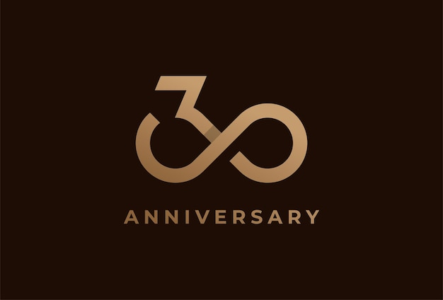 Logo Numer 30 Z Kombinacją Ikon Nieskończoności, Może Być Używane Do Szablonu Logo Urodzinowego I Biznesowego