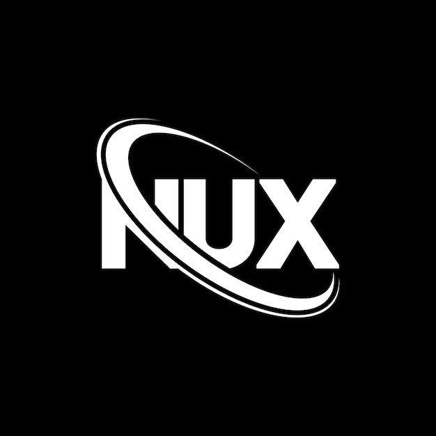 Plik wektorowy logo nux (literatura nux) projekt logo (literatury nux) inicjały (logo nux) powiązane z okręgiem i dużymi literami monogram (logotyp nux) dla firmy technologicznej i marki nieruchomości