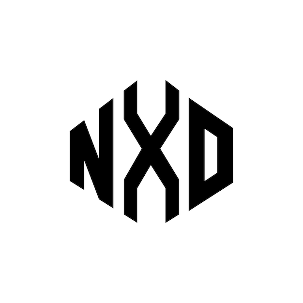 Plik wektorowy logo nxo w kształcie wieloboku nxo wieloboku i sześcianu nxo sześciobok wektorowy szablon logo kolory białe i czarne nxo monogram logo biznesowe i nieruchomości