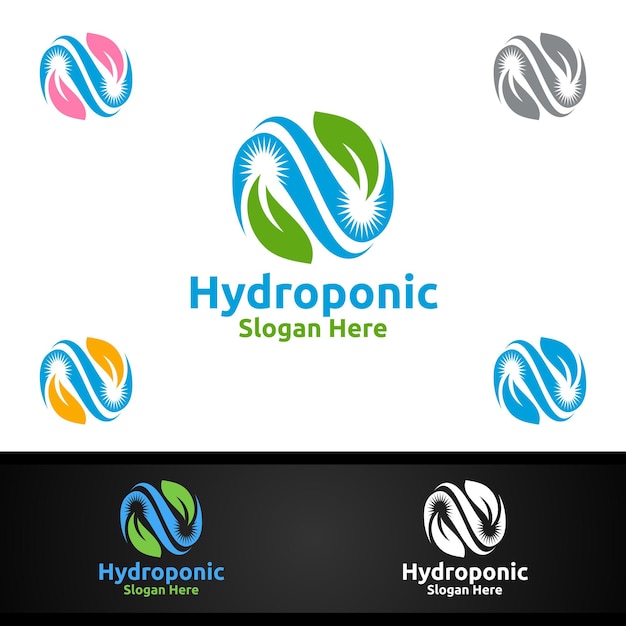 Logo Ogrodnika Hydroponicznego Infinity Z Zielonym środowiskiem Ogrodowym Lub Ilustracją Projektu Wektorowego Rolnictwa Botanicznego