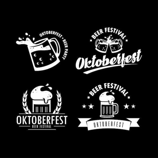 Logo Oktoberfest W Negatywnych Kolorach. Premium Zestaw Wektorowy