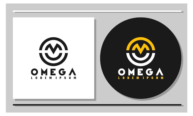 Plik wektorowy logo omega z okrągłym wzorem i literą m