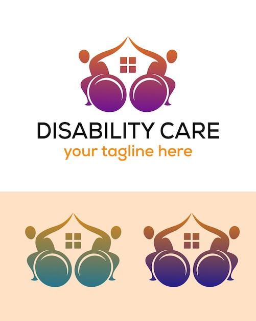 Plik wektorowy logo opieki nad osobami niepełnosprawnymi ilustracja logo wózków inwalidzkich