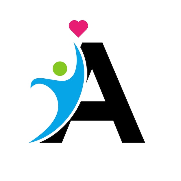 Plik wektorowy logo opieki zdrowotnej na liście symbol serca miłości logotyp charytatywny
