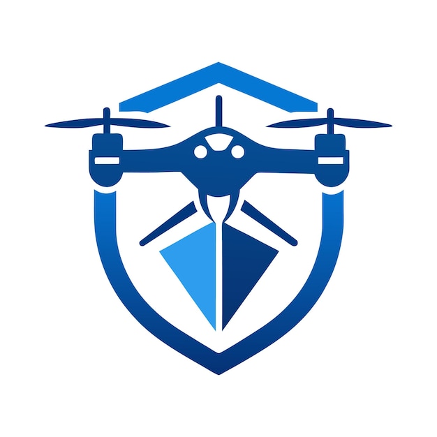 Logo osłony i drona wektorowego Nowoczesna ikona bezpieczeństwa i ochrony dla technologii nadzoru
