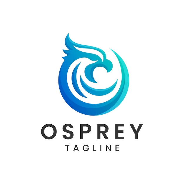 Plik wektorowy logo osprey abstrakt głowa orła osprey niebieski gradient logo