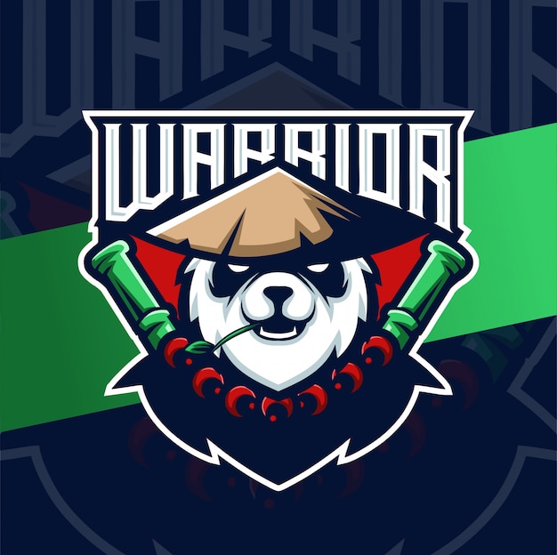 Logo Panda Wojownik Kungfu Maskotka Esport