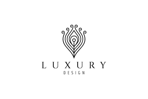 Logo pawiego pióra w luksusowym stylu sztuki