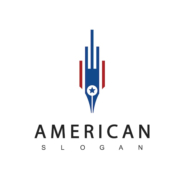 Logo Pióra Dla Projektanta Pisarza I Symbol Firmy Prawniczej Z Kolorem Flagi Amerykańskiej