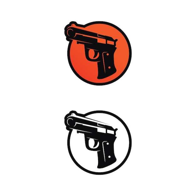 Logo Pistolet I żołnierz Armii Snajper Strzał Wektor Ilustracja Projekt Wojskowy Strzał Rewolwer
